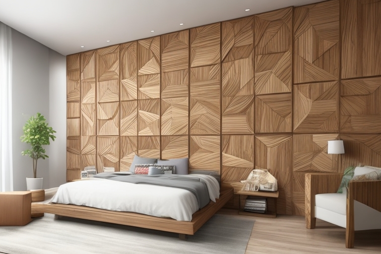 Wooden Geometric Accent Wall